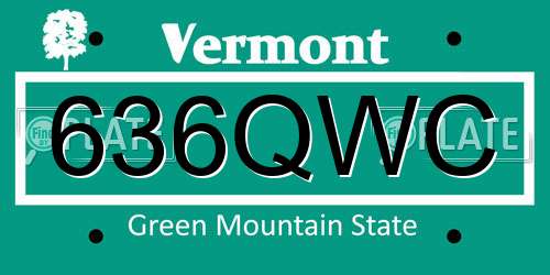 636QWC Vermont License Plate