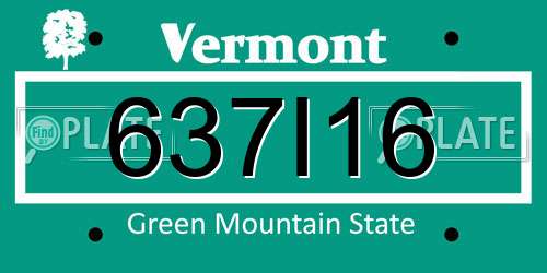 637I16 Vermont License Plate
