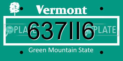 637II6 Vermont License Plate