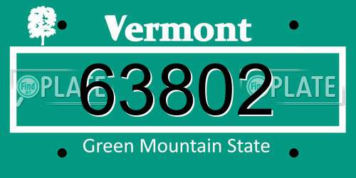 63802 Vermont License Plate