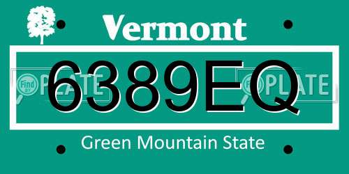 6389EQ Vermont License Plate