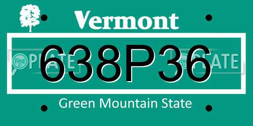 638P36 Vermont License Plate