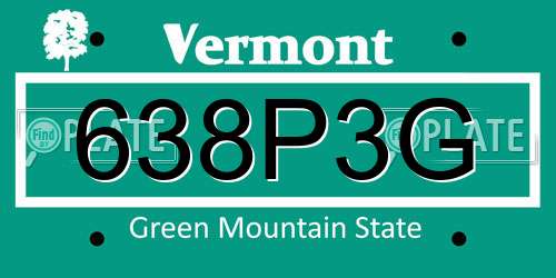 638P3G Vermont License Plate