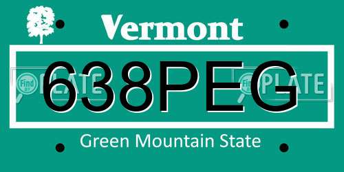 638PEG Vermont License Plate