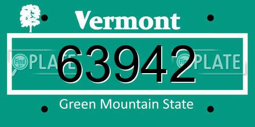 63942 Vermont License Plate