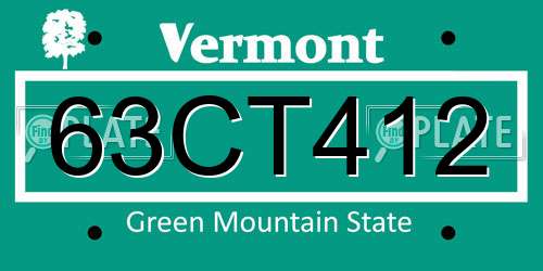 63CT412 Vermont License Plate