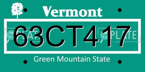 63CT417 Vermont License Plate