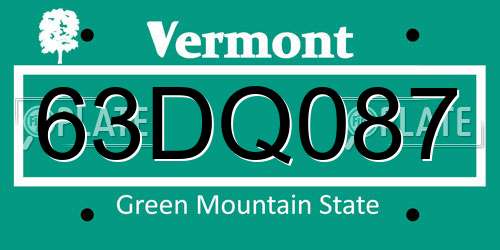63DQ087 Vermont License Plate
