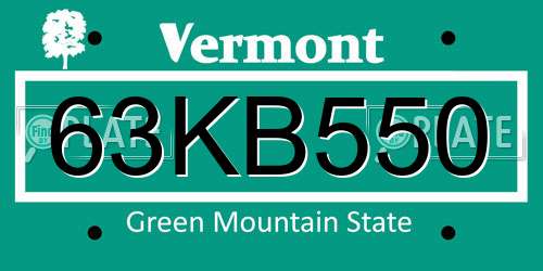 63KB550 Vermont License Plate