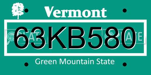 63KB580 Vermont License Plate