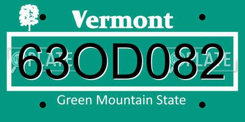 63OD082 Vermont License Plate