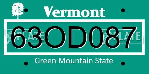 63OD087 Vermont License Plate