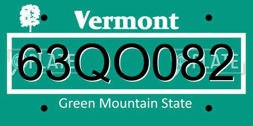 63QO082 Vermont License Plate