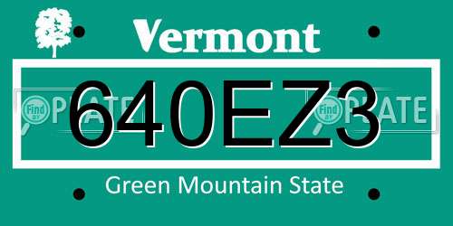 640EZ3 Vermont License Plate