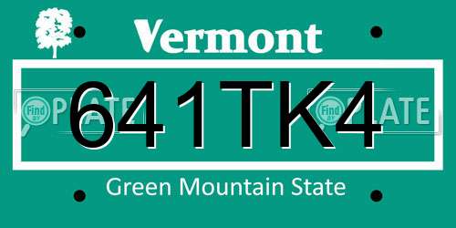 641TK4 Vermont License Plate