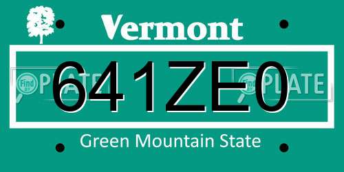 641ZE0 Vermont License Plate