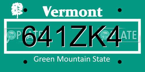 641ZK4 Vermont License Plate