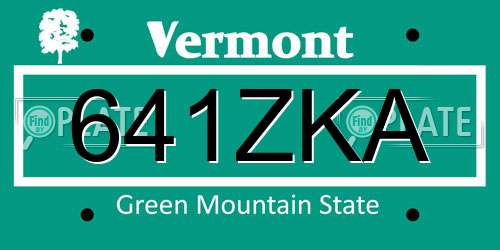 641ZKA Vermont License Plate