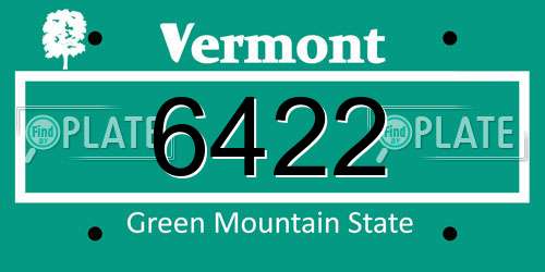 6422 Vermont License Plate