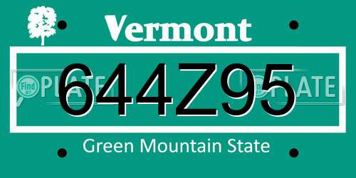 644Z95 Vermont License Plate