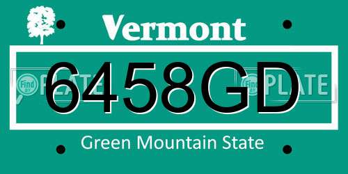 6458GD Vermont License Plate