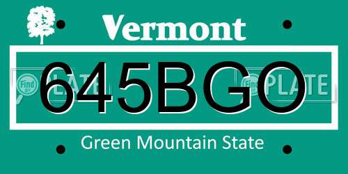 645BGO Vermont License Plate