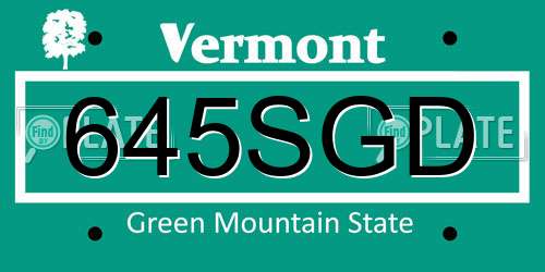 645SGD Vermont License Plate