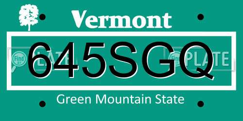 645SGQ Vermont License Plate