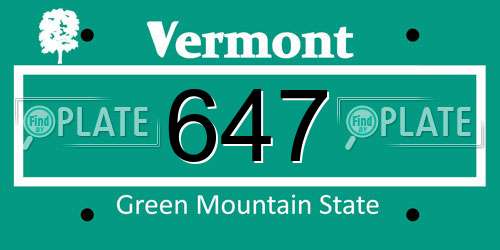 647 Vermont License Plate