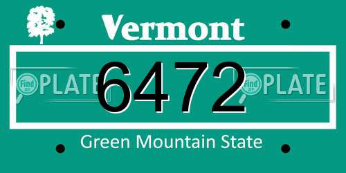 6472 Vermont License Plate