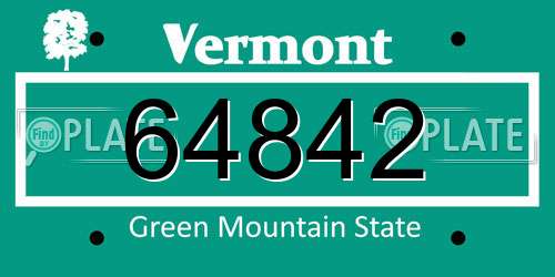 64842 Vermont License Plate