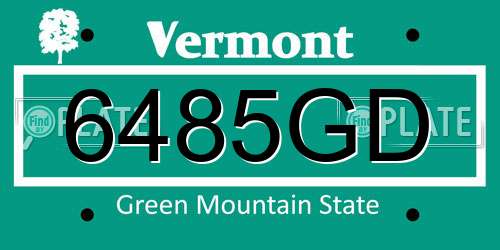 6485GD Vermont License Plate