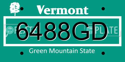 6488GD Vermont License Plate