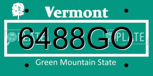 6488GO Vermont License Plate