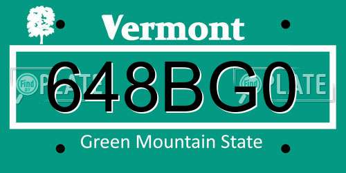 648BG0 Vermont License Plate
