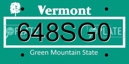648SG0 Vermont License Plate