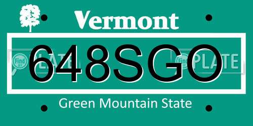 648SGO Vermont License Plate