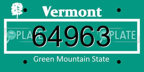 64963 Vermont License Plate