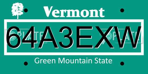 64A3EXW Vermont License Plate