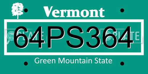 64PS364 Vermont License Plate