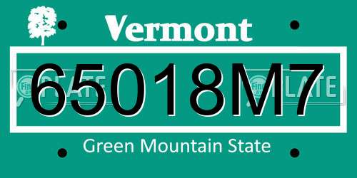 65018M7 Vermont License Plate