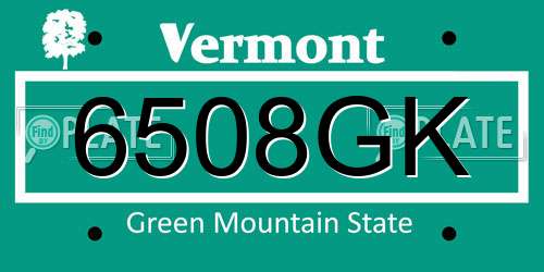 6508GK Vermont License Plate