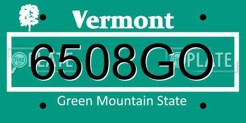 6508GO Vermont License Plate
