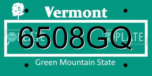 6508GQ Vermont License Plate