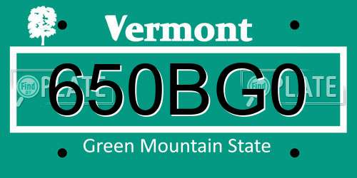 650BG0 Vermont License Plate