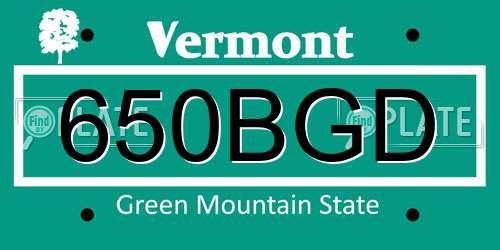 650BGD Vermont License Plate