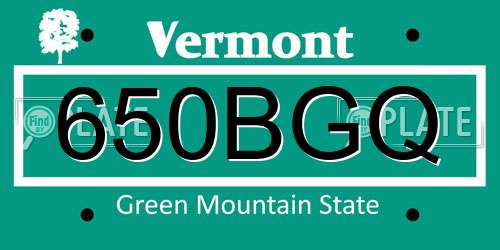 650BGQ Vermont License Plate