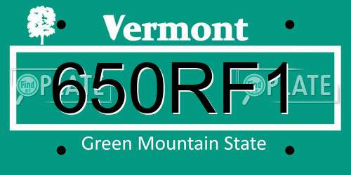 650RF1 Vermont License Plate