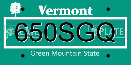 650SGQ Vermont License Plate