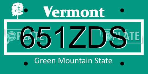 651ZDS Vermont License Plate